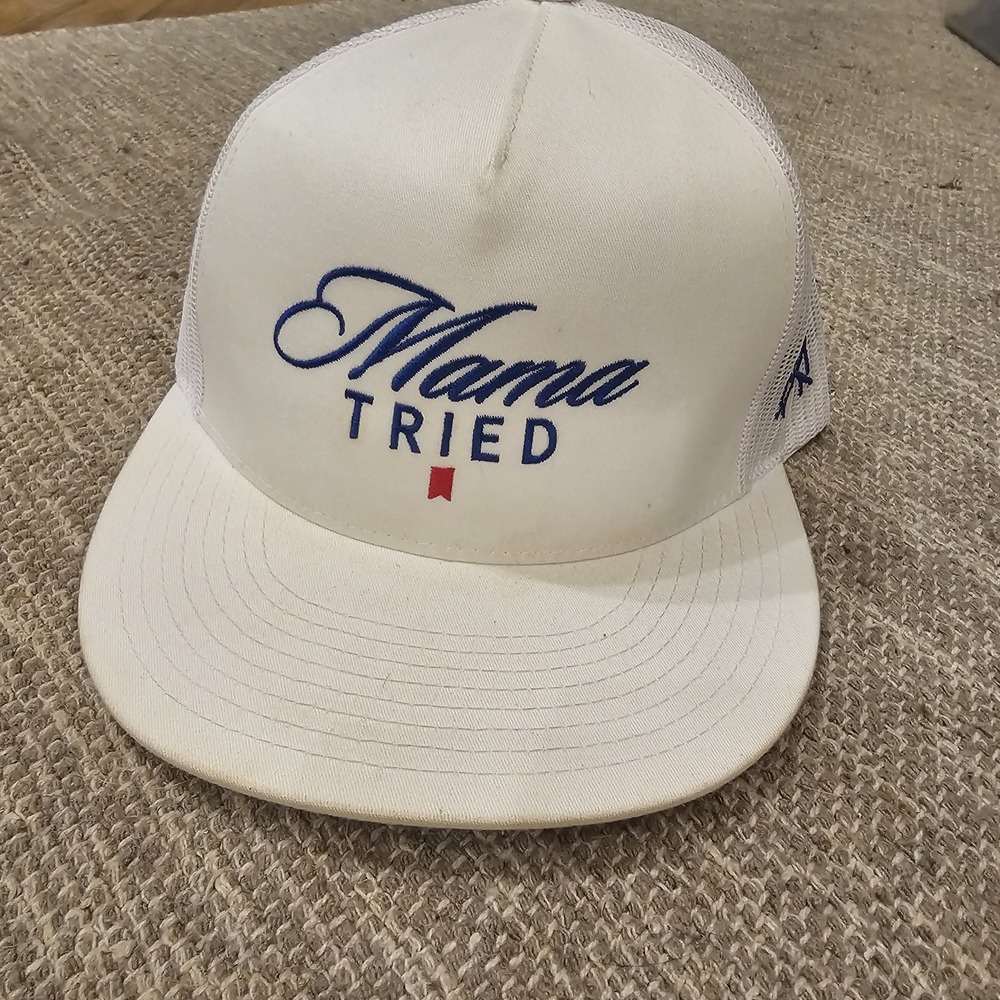 Mama Tried White and Blue Trucker Hat